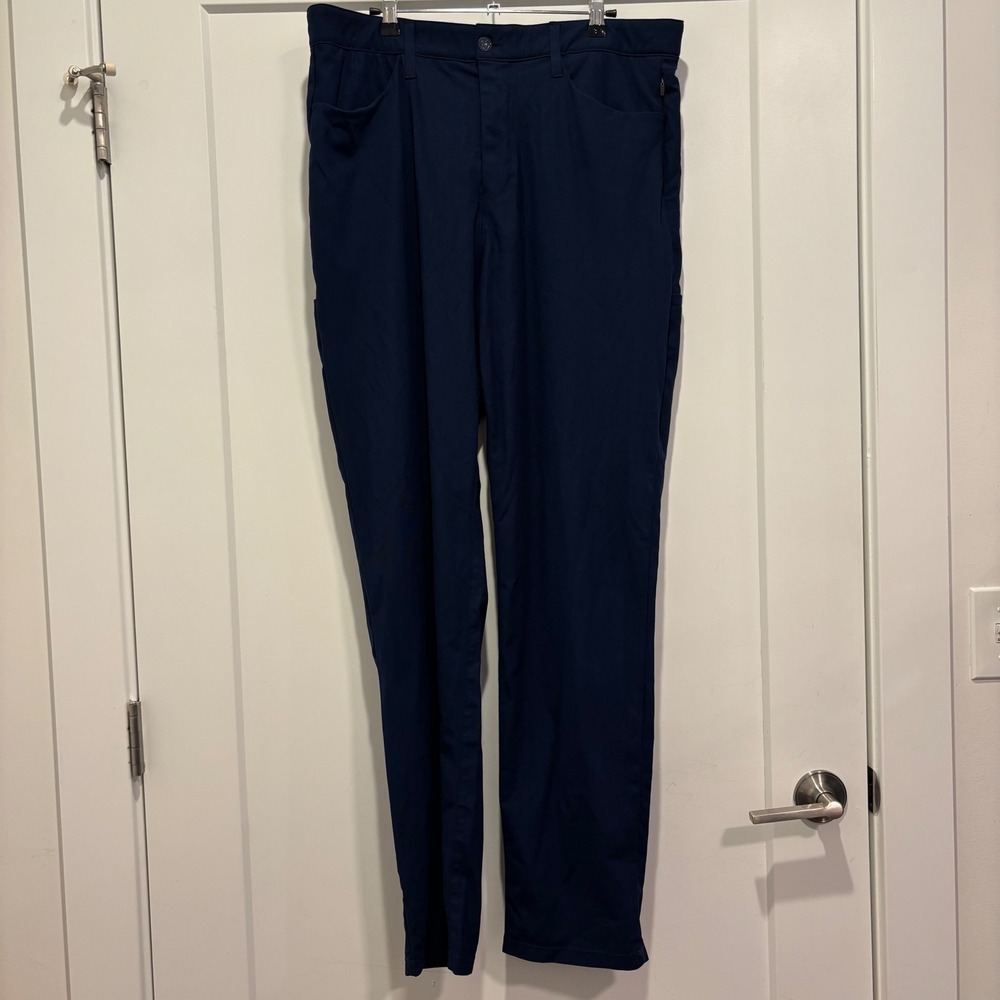 Moxie Mens Performance Golf Pants Navy Blue Straight Leg 36x34 Utility Pockets